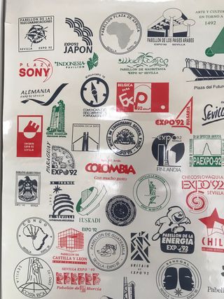Cartel Sellos Pabellones Expo'92 Sevilla