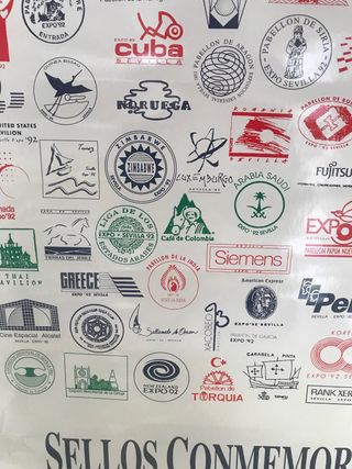 Cartel Sellos Pabellones Expo'92 Sevilla