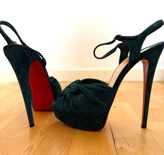 Christian Louboutin Zapatos Tacón Azul Petróleo