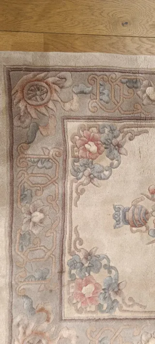 Alfombra China Lana Beige y Rosa