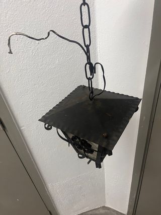 Farol colgante forja rústica cristal
