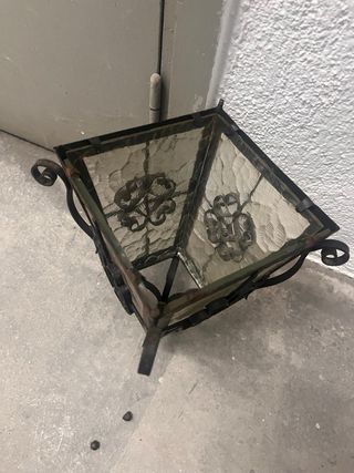 Farol colgante forja rústica cristal