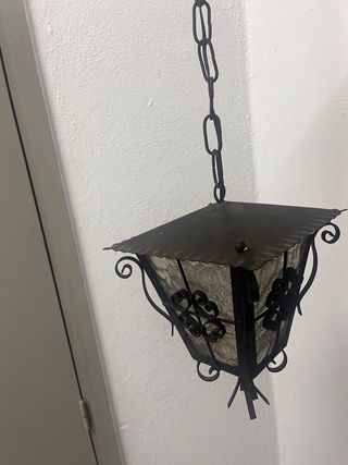Farol colgante forja rústica cristal
