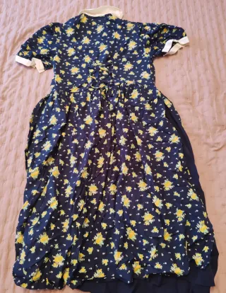 Abito Vintage Floreale Blu e Giallo Taglia L