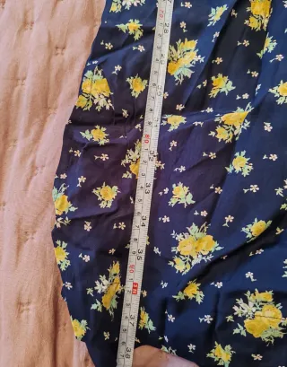 Abito Vintage Floreale Blu e Giallo Taglia L