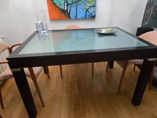 Mesa comedor Venge cristal y madera