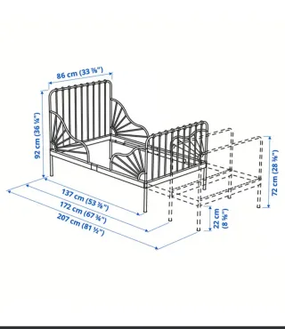 Cama extensible blanca 80x200 cm