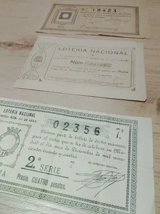 Lotería Nacional Billetes Antiguos