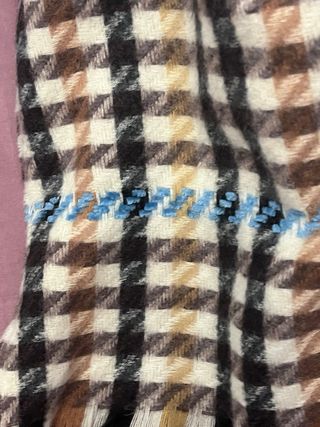 Pashmina Lana Cuadros Marrón y Azul