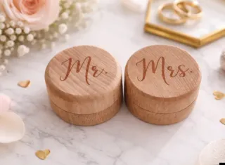 Cajitas portaalianzas Mr & Mrs madera SOLO ENVIO