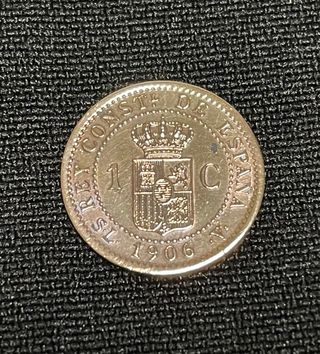 Moneda 1 céntimo Alfonso XIII cobre 1906 *6
