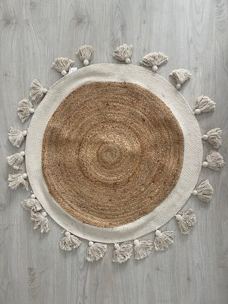 Alfombra redonda yute 90cm con borlas boho