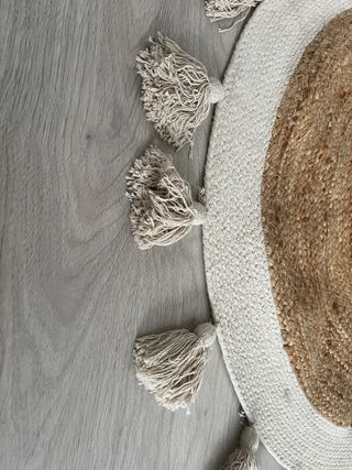 Alfombra redonda yute 90cm con borlas boho