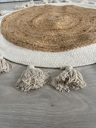 Alfombra redonda yute 90cm con borlas boho