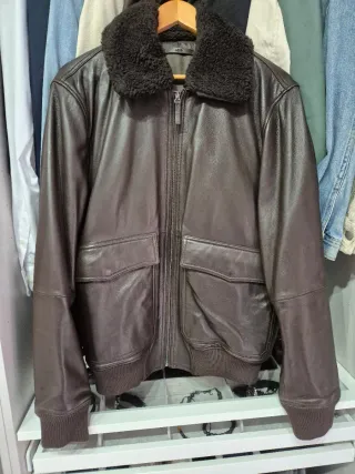 Chaqueta Piel Mango Man Talla L Marrón