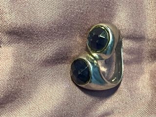 Anillo Plata Vintage Cristal Azulmarino