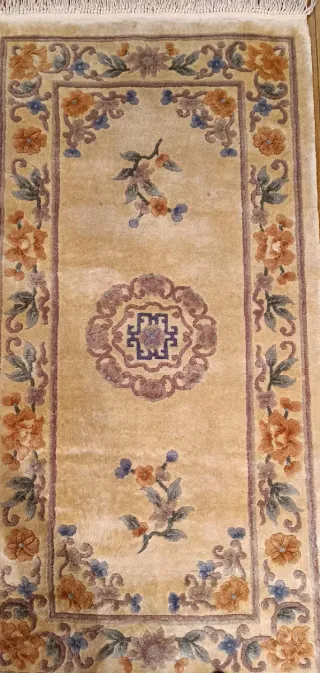 Alfombra China Lana Floral Beige Multicolor