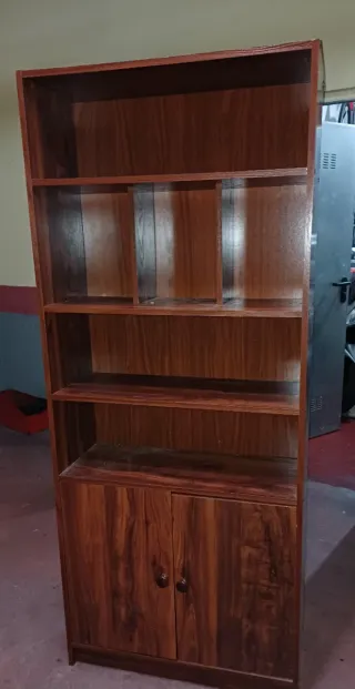 Estantería de madera con puertas