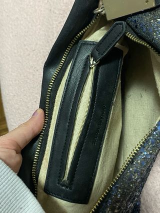 Bolso de fiesta azul con purpurina