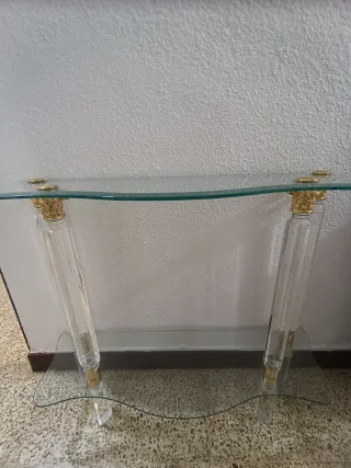 Cómoda pasillo cristal y dorado