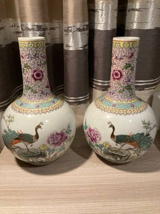 Coppia Vasi Cinesi Porcellana Decorati