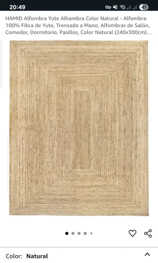 Alfombra de Yute Natural HAMID 240x300cm