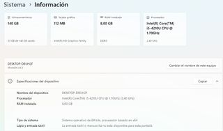 Portátil Acer i5 8GB RAM SSD