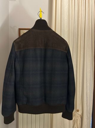 Giubbotto in pelle e tessuto