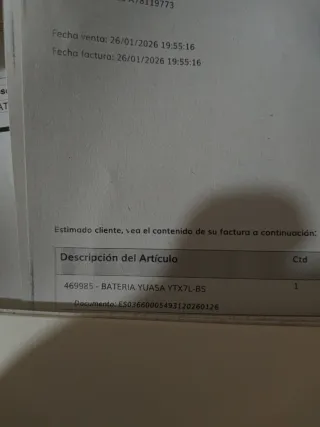 Batería Moto Yuasa YTX7L-BS Nueva