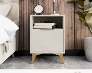 Dos Mesitas Noche Beige Patas Doradas