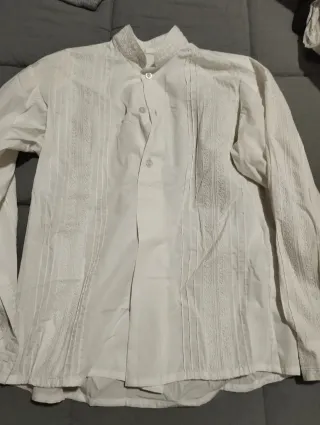 Camisa fallera blanca bordada para niño de 8-9 año