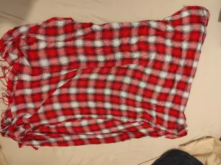 Bufanda cuadros roja y blanca