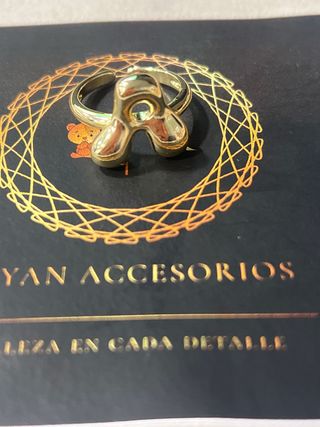 Anillo Letra A Baño Oro 14K Ajustable