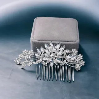 Peineta Novia Cristal Plata