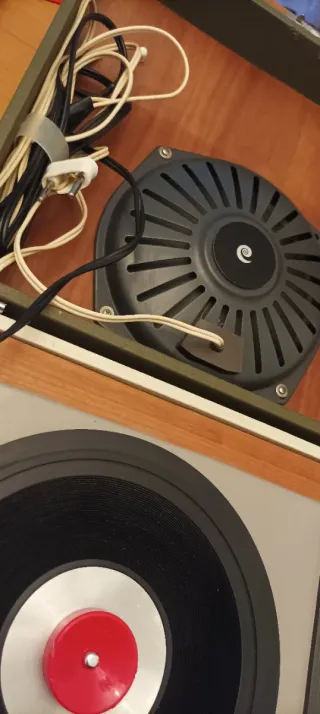 Tocadiscos Vintage Marrón y Gris