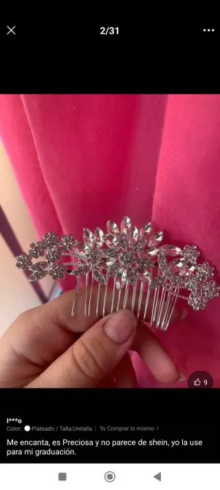 Peineta de plata con pedrería