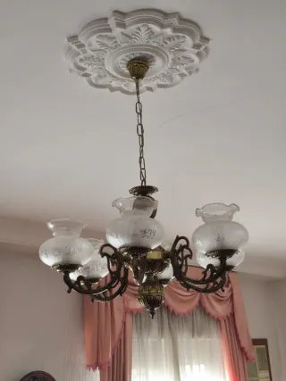 2 Lámparas Techo Vintage Metal Cristal