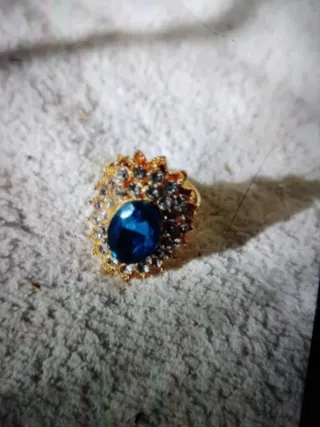 Anillo Oro 18k Mujer Circonitas Azul