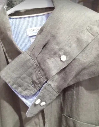 Camicia uomo lino COTTON&CO verde oliva XL