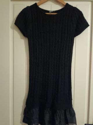 Vestido tricot negro Blanco talla S
