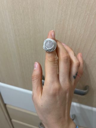 Anillo Cuarzo Rosa Plata Ajustable