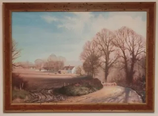 Cuadro paisaje rural con casa