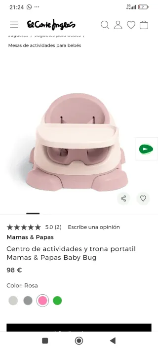 Trona de bebé con bandeja de actividades