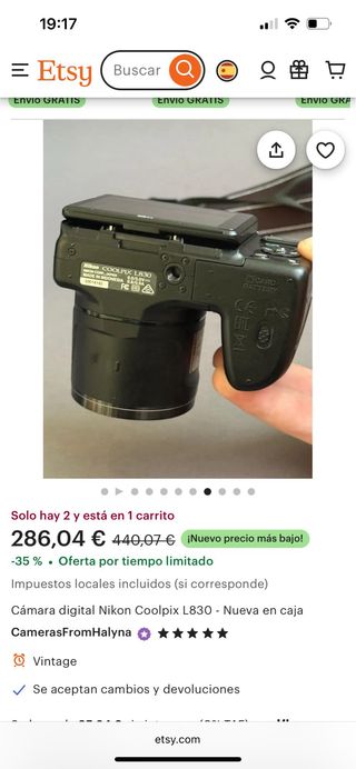 Cámara Nikon Coolpix 34X Zoom Usada