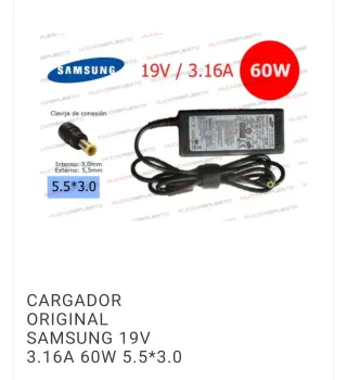 Cargador Samsung 19V 3.16A 60W 5.5*3.0