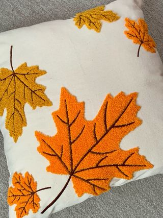 Set 2ud.Fundas Cojín bordados.Hojas Otoño.Algodón