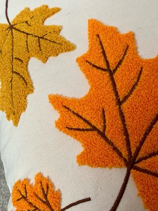 Set 2ud.Fundas Cojín bordados.Hojas Otoño.Algodón