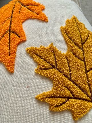 Set 2ud.Fundas Cojín bordados.Hojas Otoño.Algodón