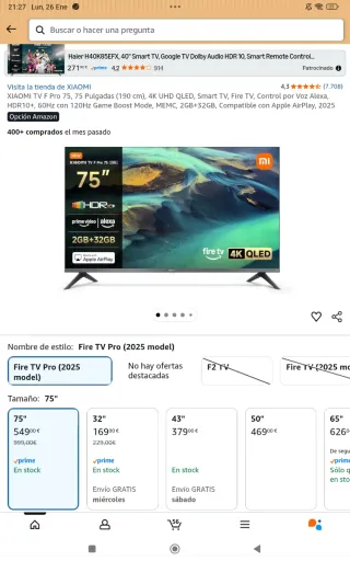 Xiaomi TV F Pro 75 4K QLED