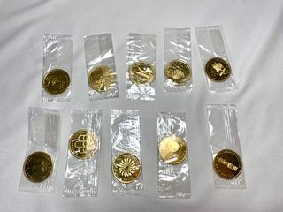 Colección 10 Medallas Olimpiadas Oro 22k